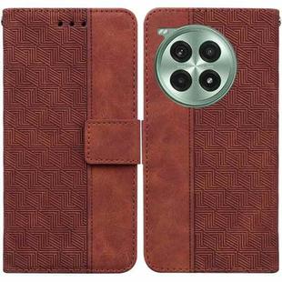 For OnePlus Ace 3 Pro Geometric Embossed Leather Phone Case(Brown)