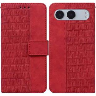 For OnePlus Nord 4 Geometric Embossed Leather Phone Case(Red)