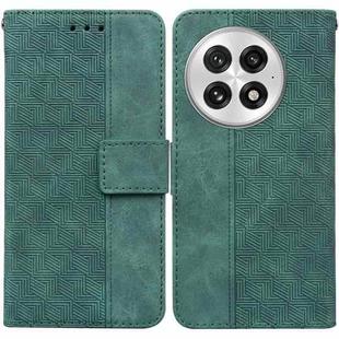 For OnePlus 13 Geometric Embossed Leather Phone Case(Green)