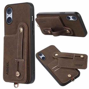 For Sony Xperia 5 V ABEEL Litchi Texture Card Bag PU Phone Case(Khaki)