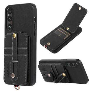 For Sony Xperia 1 V ABEEL Litchi Texture Card Bag PU Phone Case(Black)