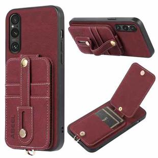 For Sony Xperia 1 V ABEEL Litchi Texture Card Bag PU Phone Case(Purple)
