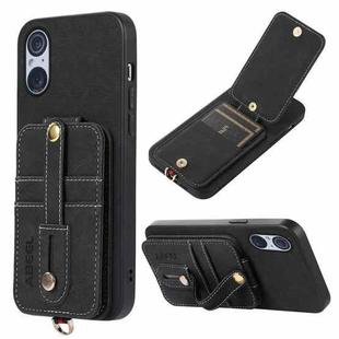 For Sony Xperia 5 V ABEEL Litchi Texture Card Bag PU Phone Case(Black)