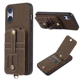 For Sony Xperia 5 V ABEEL Litchi Texture Card Bag PU Phone Case(Khaki)