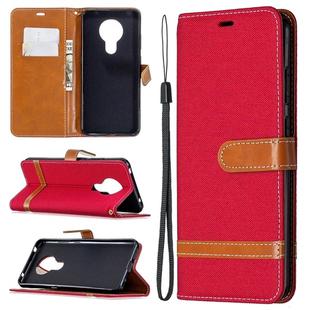 For Nokia 5.3 Denim Texture Horizontal Flip Leather Case with Holder & Card Slots & Wallet & Lanyard(Red)