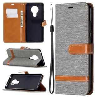 For Nokia 5.3 Denim Texture Horizontal Flip Leather Case with Holder & Card Slots & Wallet & Lanyard(Grey)