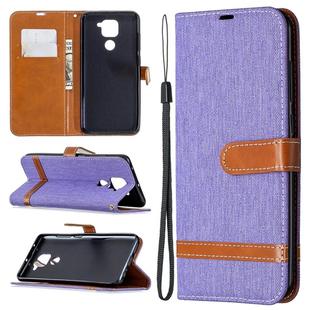 For Xiaomi Redmi Note 9 Denim Texture Horizontal Flip Leather Case with Holder & Card Slots & Wallet & Lanyard(Purple)