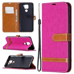 For Xiaomi Redmi Note 9 Denim Texture Horizontal Flip Leather Case with Holder & Card Slots & Wallet & Lanyard(Rose Red)