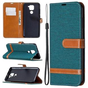 For Xiaomi Redmi Note 9 Denim Texture Horizontal Flip Leather Case with Holder & Card Slots & Wallet & Lanyard(Green)