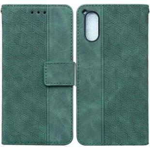 For Sony Xperia 5 V Geometric Embossed Leather Phone Case(Green)