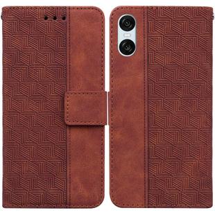 For Sony Xperia 10 VI Geometric Embossed Leather Phone Case(Brown)