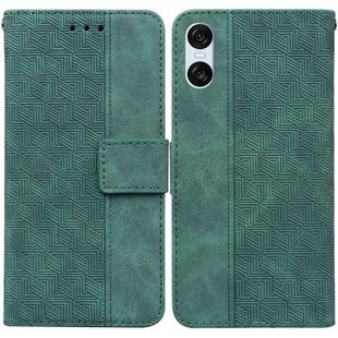 For Sony Xperia 10 VI Geometric Embossed Leather Phone Case(Green)
