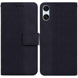 For Sony Xperia 10 VI Geometric Embossed Leather Phone Case(Black)