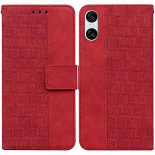For Sony Xperia 10 VI Geometric Embossed Leather Phone Case(Red)