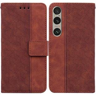 For Sony Xperia 1 VI Geometric Embossed Leather Phone Case(Brown)