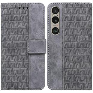 For Sony Xperia 1 VI Geometric Embossed Leather Phone Case(Grey)