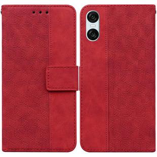 For Sony Xperia 5 VI Geometric Embossed Leather Phone Case(Red)