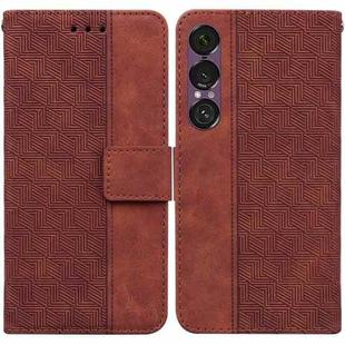 For Sony Xperia 1 VII Geometric Embossed Leather Phone Case(Brown)