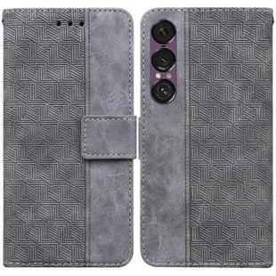For Sony Xperia 1 VII Geometric Embossed Leather Phone Case(Grey)