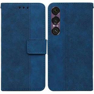 For Sony Xperia 1 VII Geometric Embossed Leather Phone Case(Blue)