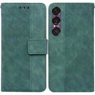 For Sony Xperia 1 VII Geometric Embossed Leather Phone Case(Green)