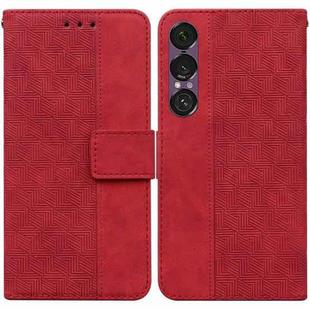 For Sony Xperia 1 VII Geometric Embossed Leather Phone Case(Red)