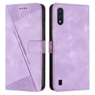 For Samsung Galaxy A01 / M01 Dream Triangle Leather Phone Case with Long Lanyard(Purple)