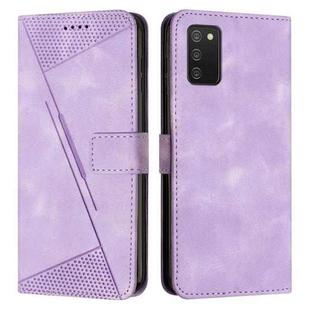 For Samsung Galaxy A02s 164mm Dream Triangle Leather Phone Case with Long Lanyard(Purple)