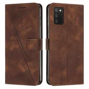 For Samsung Galaxy A03s 166mm Dream Triangle Leather Phone Case with Long Lanyard(Brown)