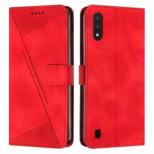 For Samsung Galaxy A10 / M10 Dream Triangle Leather Phone Case with Long Lanyard(Red)