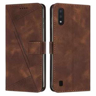 For Samsung Galaxy A10 / M10 Dream Triangle Leather Phone Case with Long Lanyard(Brown)