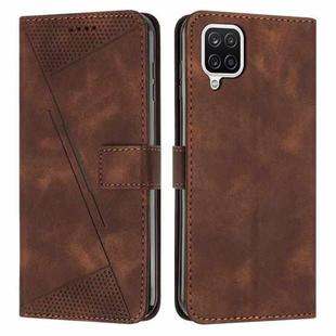 For Samsung Galaxy A12 Dream Triangle Leather Phone Case with Long Lanyard(Brown)