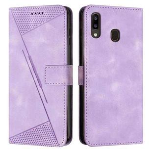 For Samsung Galaxy A20e Dream Triangle Leather Phone Case with Long Lanyard(Purple)