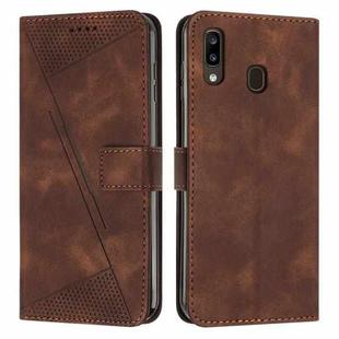 For Samsung Galaxy A20e Dream Triangle Leather Phone Case with Long Lanyard(Brown)
