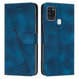 For Samsung Galaxy A21s Dream Triangle Leather Phone Case with Long Lanyard(Blue)