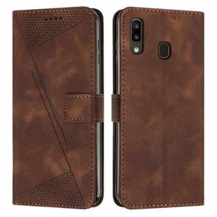 For Samsung Galaxy A40 Dream Triangle Leather Phone Case with Long Lanyard(Brown)