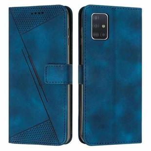 For Samsung Galaxy A51 4G Dream Triangle Leather Phone Case with Long Lanyard(Blue)