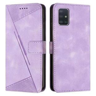 For Samsung Galaxy A51 4G Dream Triangle Leather Phone Case with Long Lanyard(Purple)