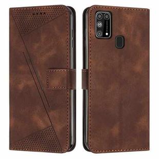 For Samsung Galaxy M31s Dream Triangle Leather Phone Case with Long Lanyard(Brown)