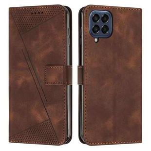 For Samsung Galaxy M33 Dream Triangle Leather Phone Case with Long Lanyard(Brown)