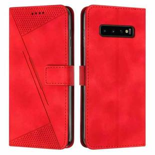 For Samsung Galaxy S10 Dream Triangle Leather Phone Case with Long Lanyard(Red)