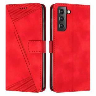 For Samsung Galaxy S21 FE 5G Dream Triangle Leather Phone Case with Long Lanyard(Red)