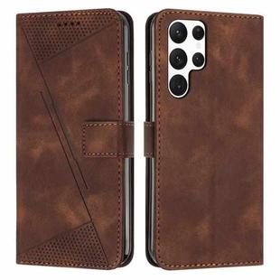 For Samsung Galaxy S22 Ultra 5G Dream Triangle Leather Phone Case with Long Lanyard(Brown)