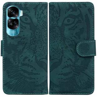 For Honor 90 Lite Tiger Embossing Pattern Flip Leather Phone Case(Green)