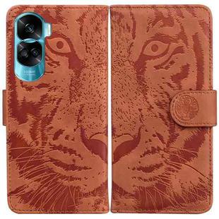 For Honor 90 Lite Tiger Embossing Pattern Flip Leather Phone Case(Brown)