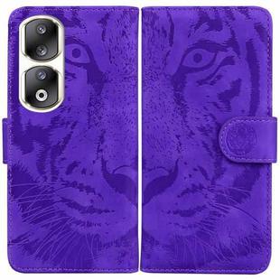 For Honor 90 Pro Tiger Embossing Pattern Flip Leather Phone Case(Purple)