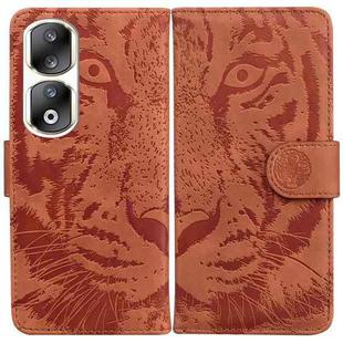 For Honor 90 Pro Tiger Embossing Pattern Flip Leather Phone Case(Brown)