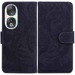 For Honor 90 Tiger Embossing Pattern Flip Leather Phone Case(Black)