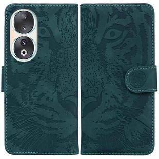 For Honor 90 Tiger Embossing Pattern Flip Leather Phone Case(Green)