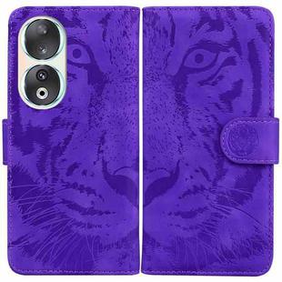 For Honor 90 Tiger Embossing Pattern Flip Leather Phone Case(Purple)